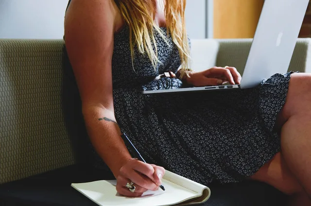 entrepreneur, startup, woman, macbook, laptop, planning, business, businesswoman, young, working, freelance, freelancer, notepad, notebook, sitting, couch, write, writing, work from home, entrepreneur, laptop, planning, writing, writing, writing, writing, writing. How women founders can build funding evidence before they apply