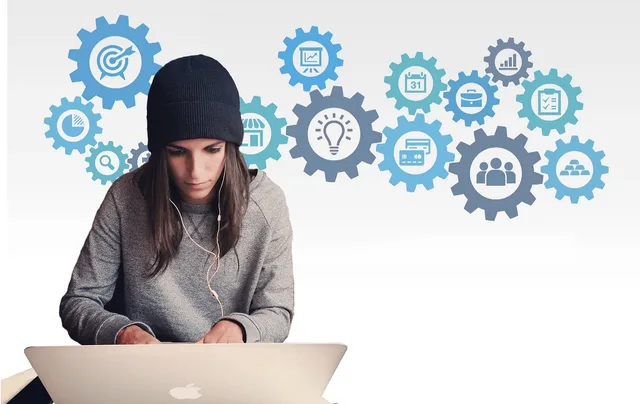woman, entrepreneur, computer, programmer, startup, project, gears, idea, innovation, software, work, planning, creativity, programmer, programmer, software, software, software, software, software. Where AI belongs in women founder funding work, and where it does not