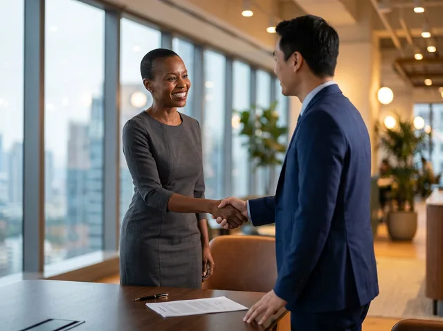 business, handshake, partnership, contract, collaboration, professionals, diverse, office, modern, success, meeting, deal, teamwork, leadership, cityscape, joyful, woman, man, formal. Women founder funding commercial contracts: a checklist