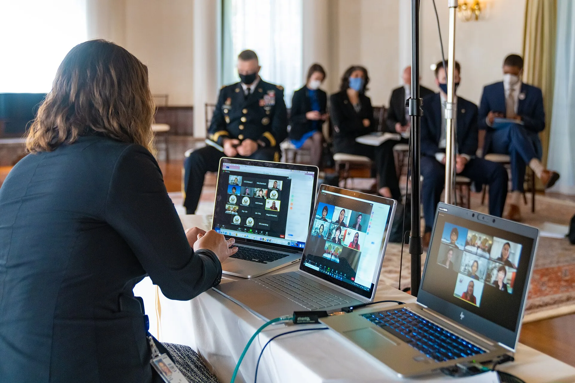 Secretary of State Antony J. Blinken participates in a virtual meeting with women entrepreneurs, in Tokyo, Japan on March 16, 2021. [State Department photo by Ron Przysucha/ Public Domain]